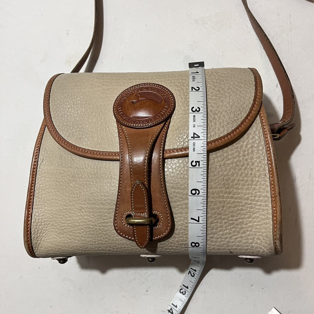 Vintage Dooney & Bourke Purse R25 Medium Essex Bone British Tan Leather - Picture 8 of 16